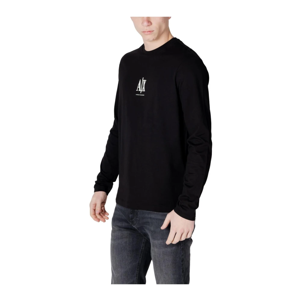 Armani Exchange Ronde Hals Lange Mouwen Gebreide Sweater Black Heren