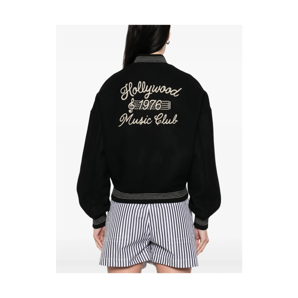 Amiri Zwart geribbeld bovenkleding met logoborduursel Black Dames