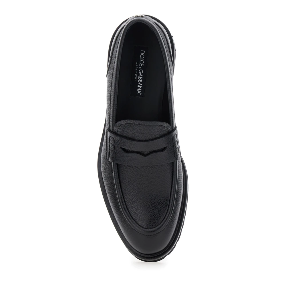 Dolce & Gabbana Zwarte platte schoenen met DG-logo Black Heren