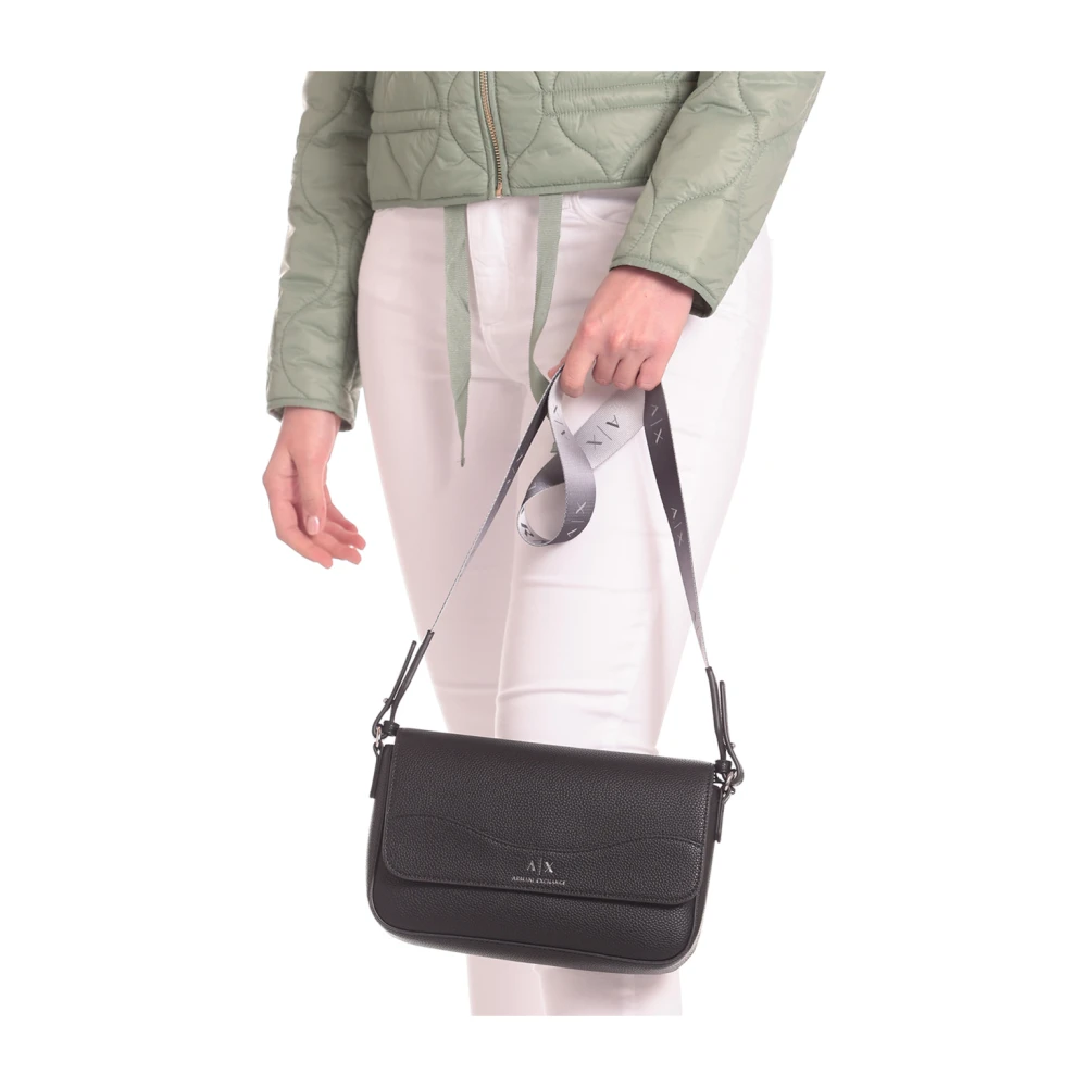 Armani Exchange Women's Black Shoulder Bag With Logo Details
