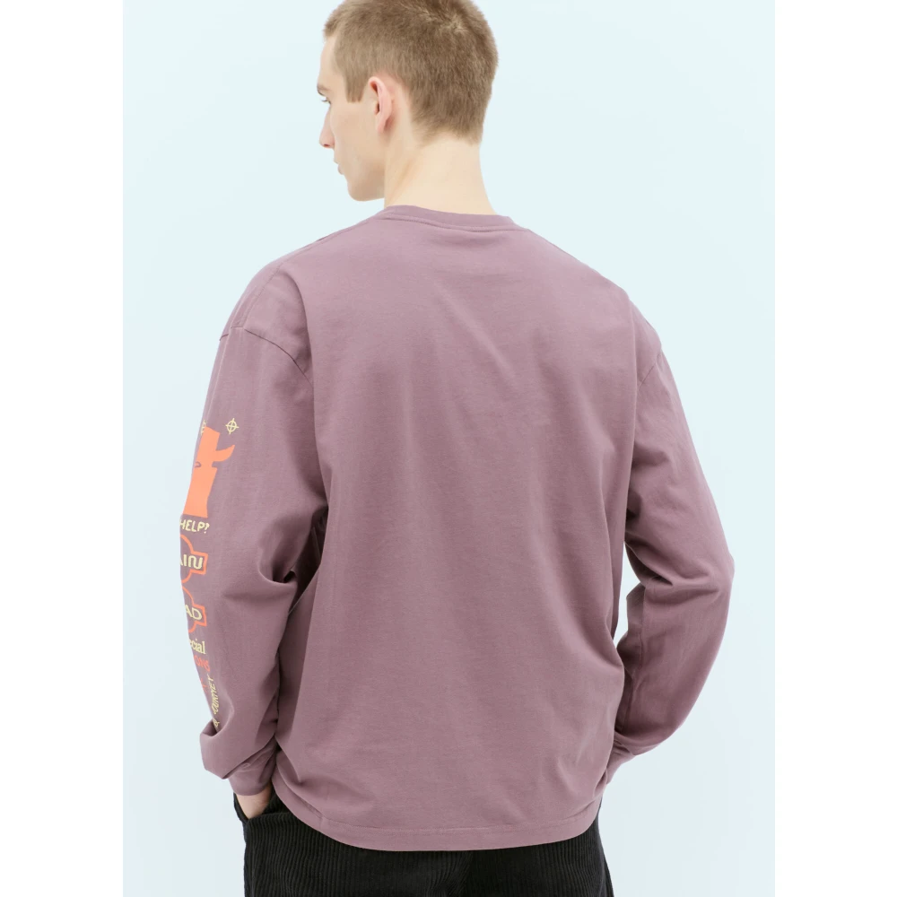 Brain Dead Grafische Print Longsleeve T-shirt Purple Heren