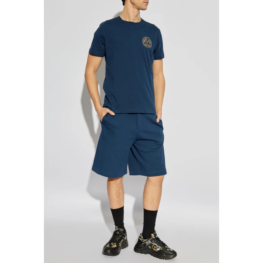 Versace Jeans Couture T-shirt met bedrukt logo Blue Heren
