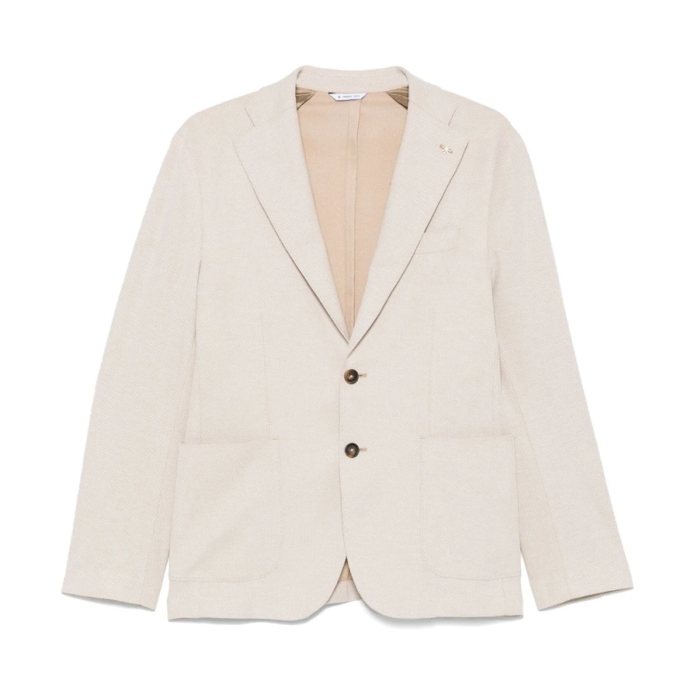 Manuel Ritz Beige Jas met knoopsluiting en zakken Beige Heren