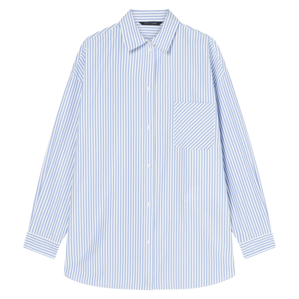 Armani Exchange Vrouw Blauw Overhemden Dames, Xs, Leer, Xw 002034 Af 21535 Gestreept Blouse