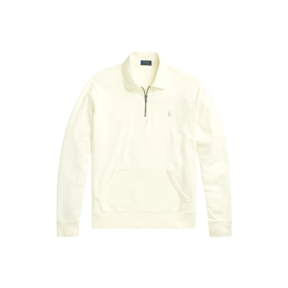 Polo Ralph Lauren Men's Beige Sweatshirts, L, Long Sleeve Cotton Polo Shirt