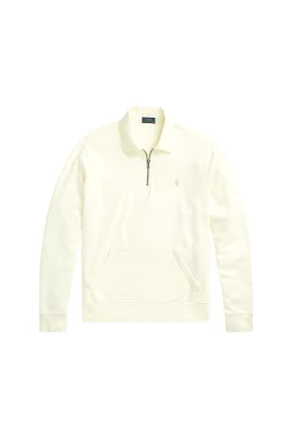 Beige Långärmad Pikétröja i Bomull