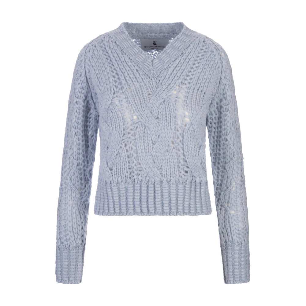 Ermanno Scervino Blauwe Alpaca V-Hals Sweater Blue Dames