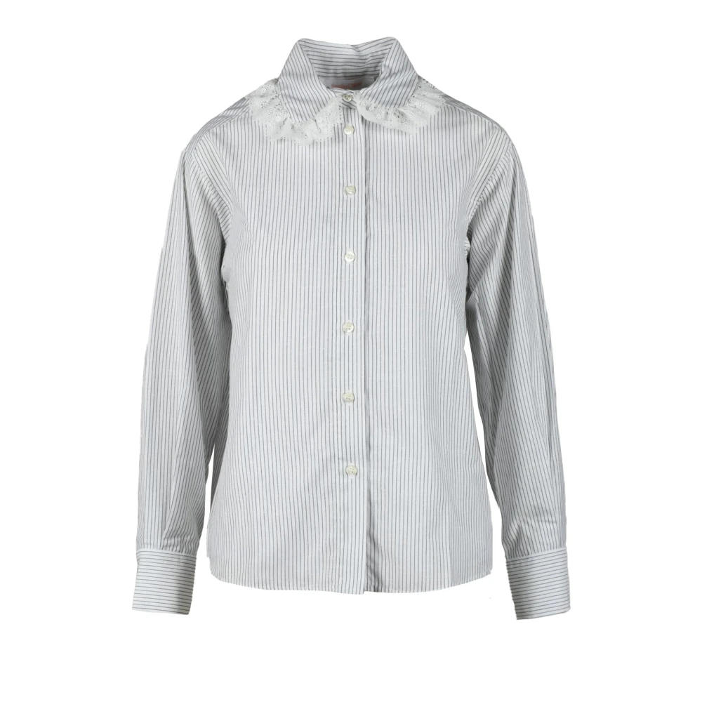 See by Chloé Zijde Blend Viscose Katoenen Shirt Gray Dames