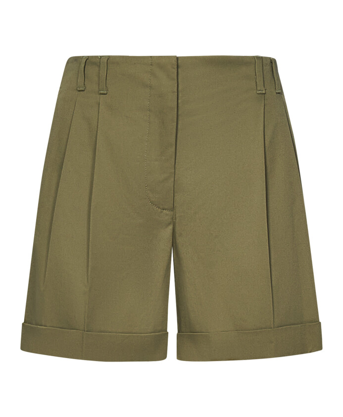 green-high-waist-pleated-shorts