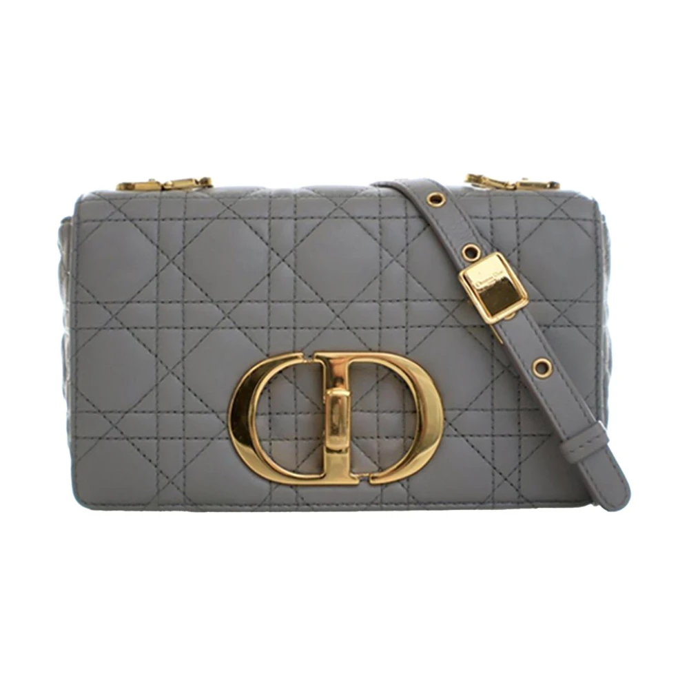 Dior Vintage Women's Gray Pre-Owned Quilted Flap Bag