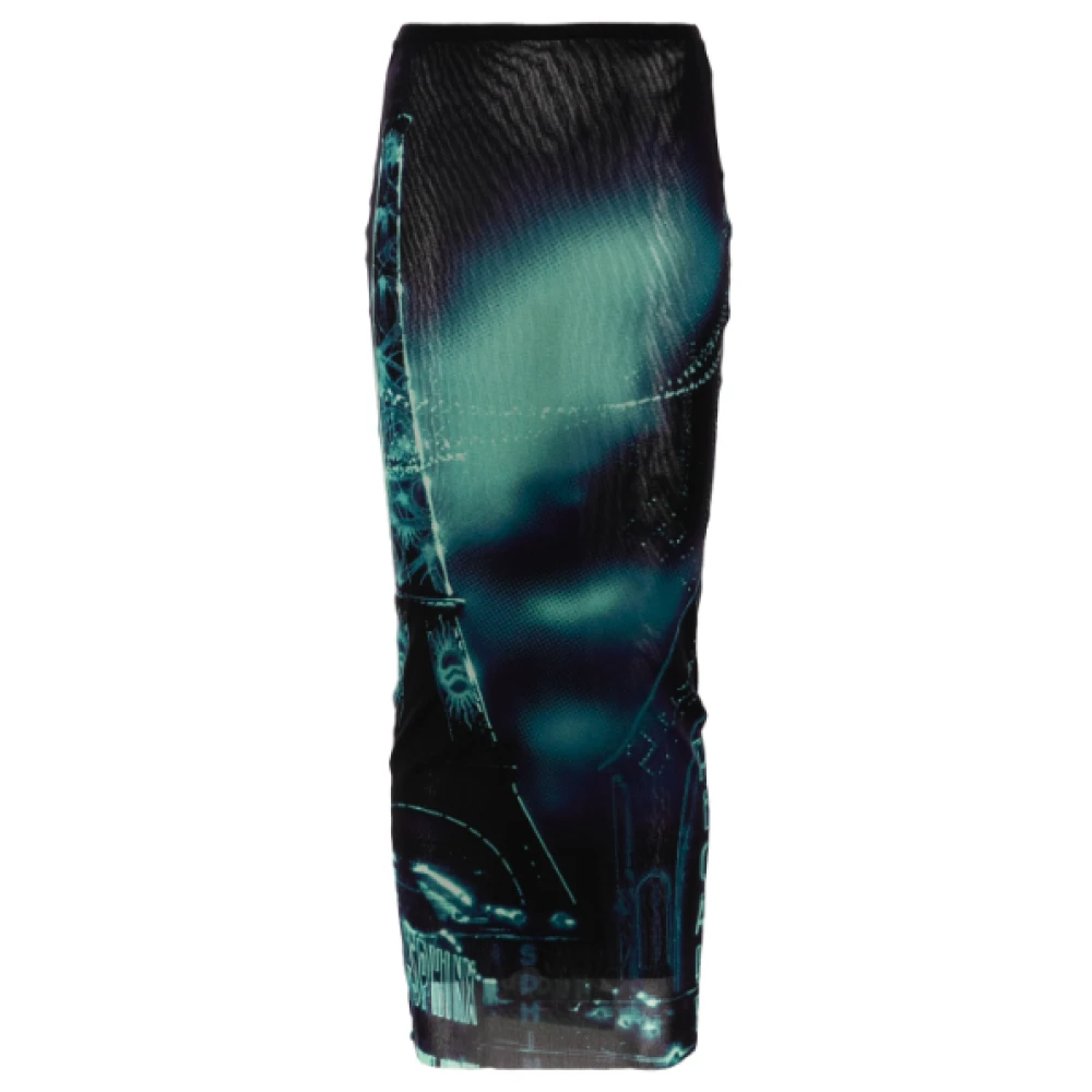 Jean Paul Gaultier Gedrukte Mesh Lange Rok Pigalle Blue Dames