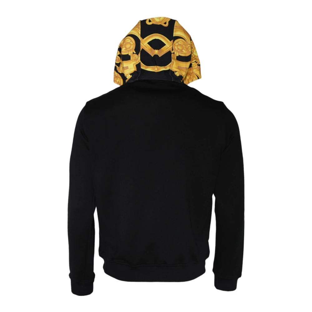 Versace Zwarte Katoenen Full Zip Hoodie Sweatshirt Black Heren