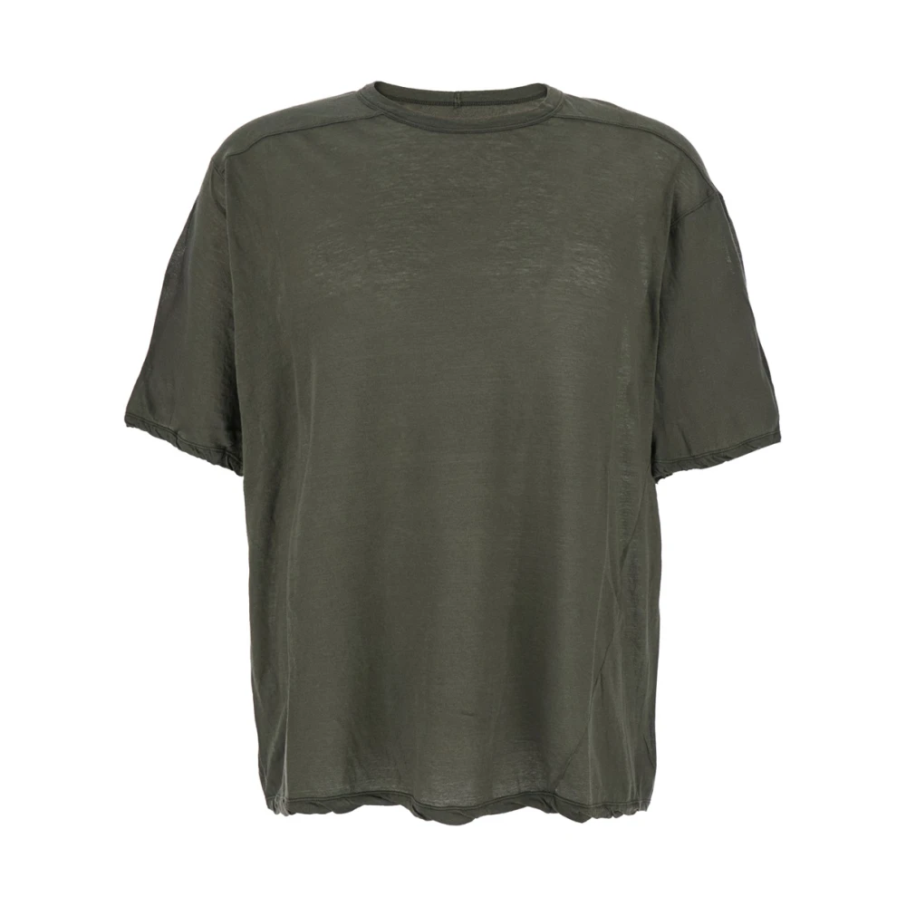 Rick Owens Uomo Verde T-Shirt Con Scollo A Giro E Cuciture Posteriori