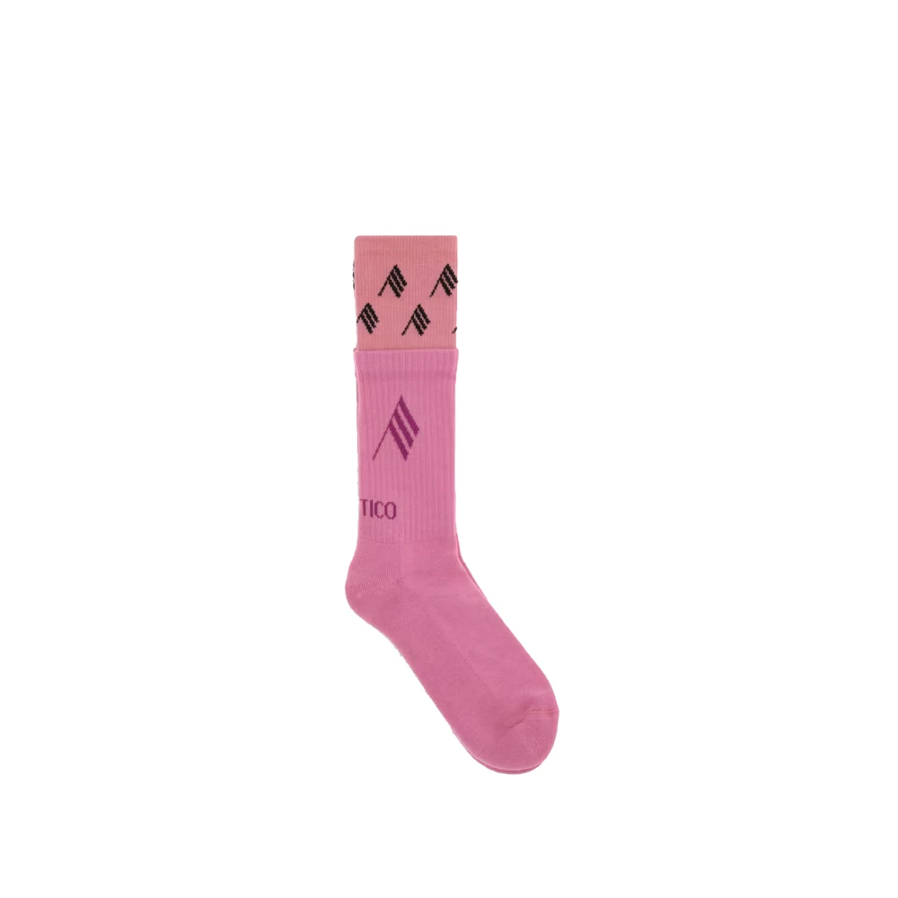 The Attico Women's Pink Socks, S/M, Double Layer Logo Socks