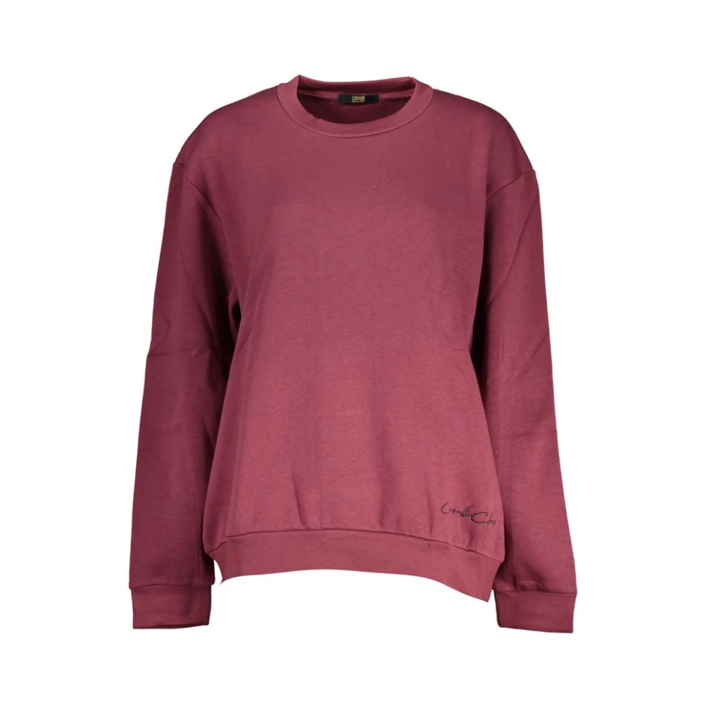 Cavalli Class Paarse Geborduurde Sweater met Lange Mouwen Purple Dames