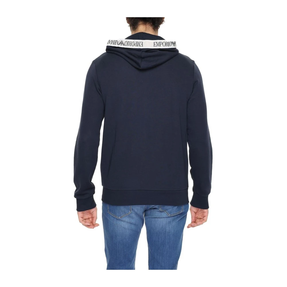 Emporio Armani Katoenmix Hoodie Sweater Blue Heren
