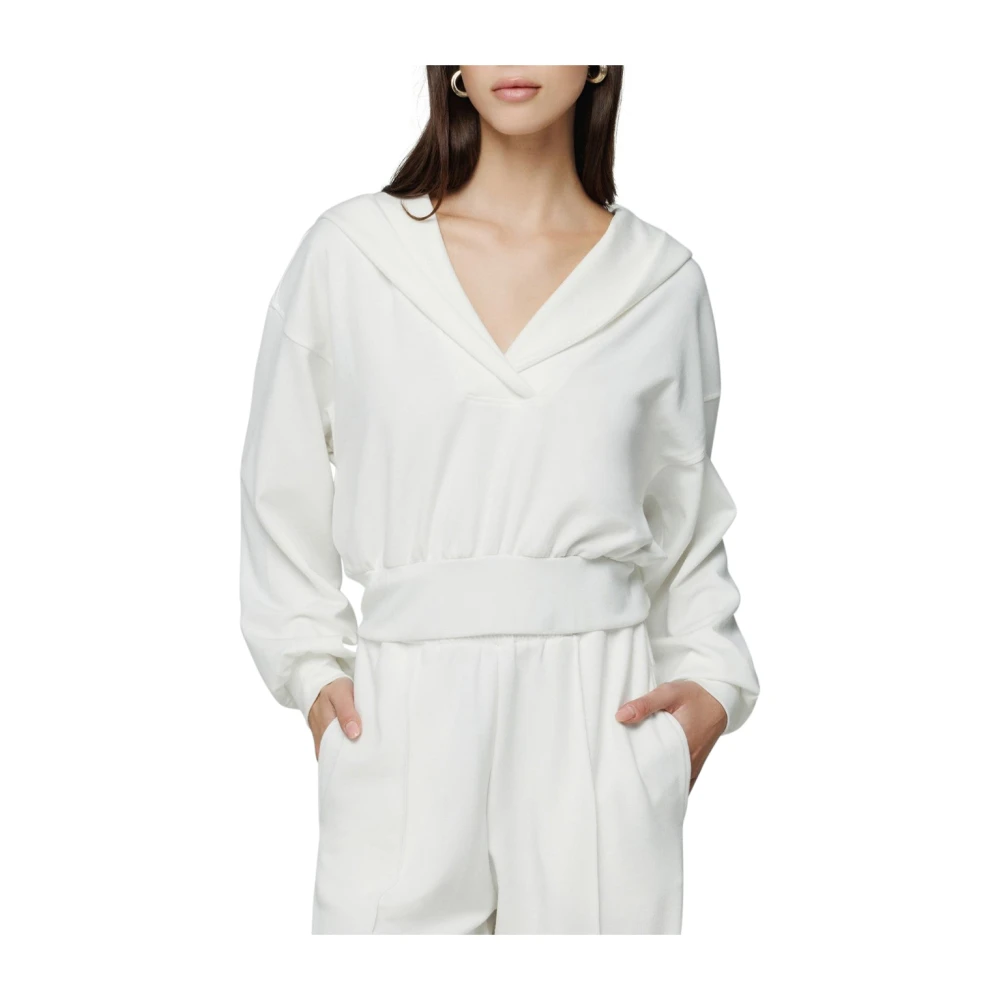 Hinnominate Women's White V-Neck Hoodie - Hoodies - Xs - Sweatshirts & Hoodies