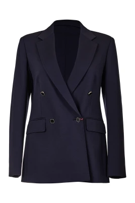 Milano-stickad dubbelknäppt jerseyblazer