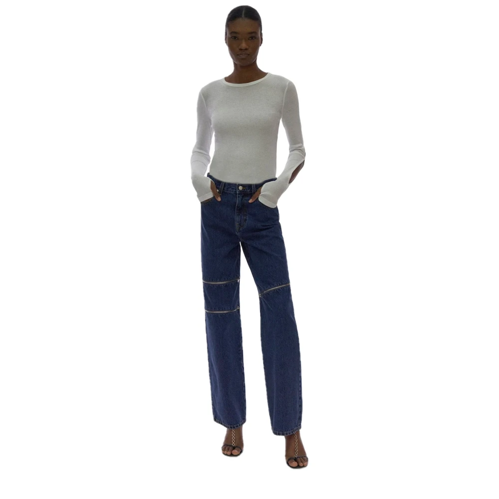 Helmut Lang Zip Jeans met Metalen Details Blue Dames