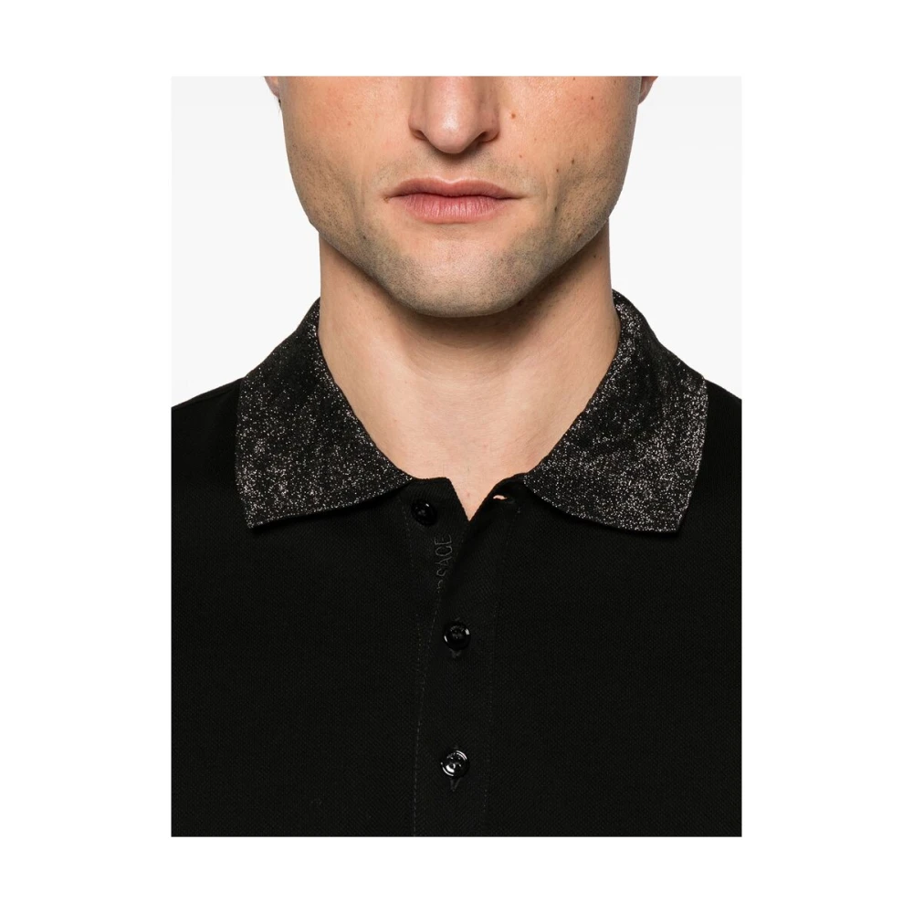 Versace Zwarte Polo Sweater met Lurex-details Black Heren
