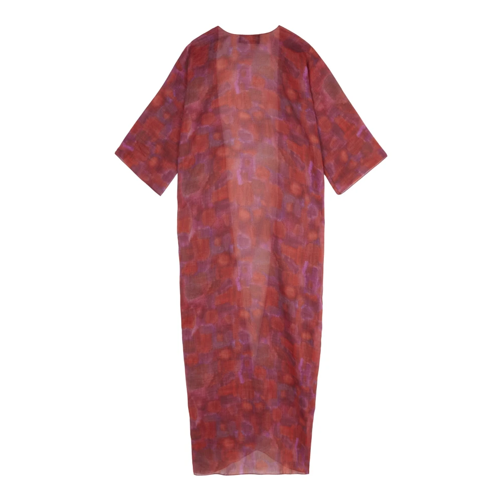 Cortana Indira Print Lange Ramie Jas Red Dames