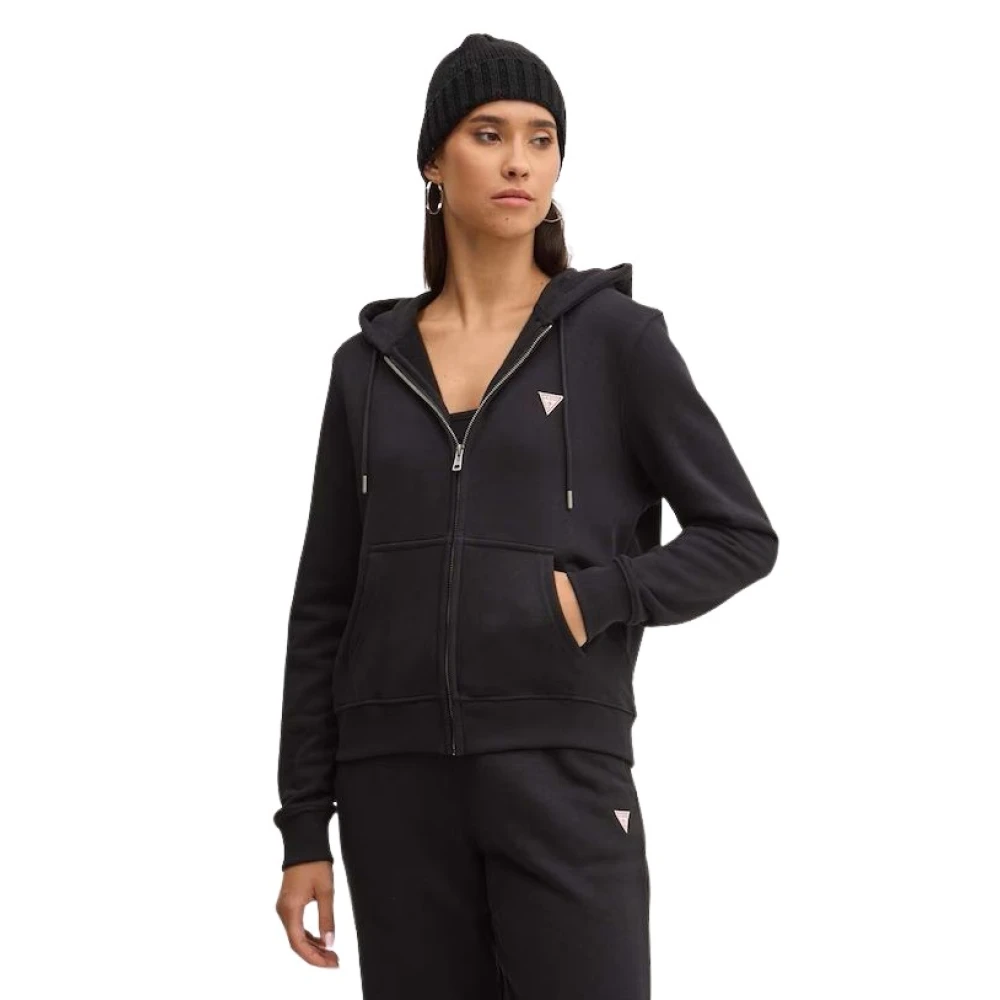 Guess , Zip-Throughs, Female, Black, Xl, Zip-Through Hoodie