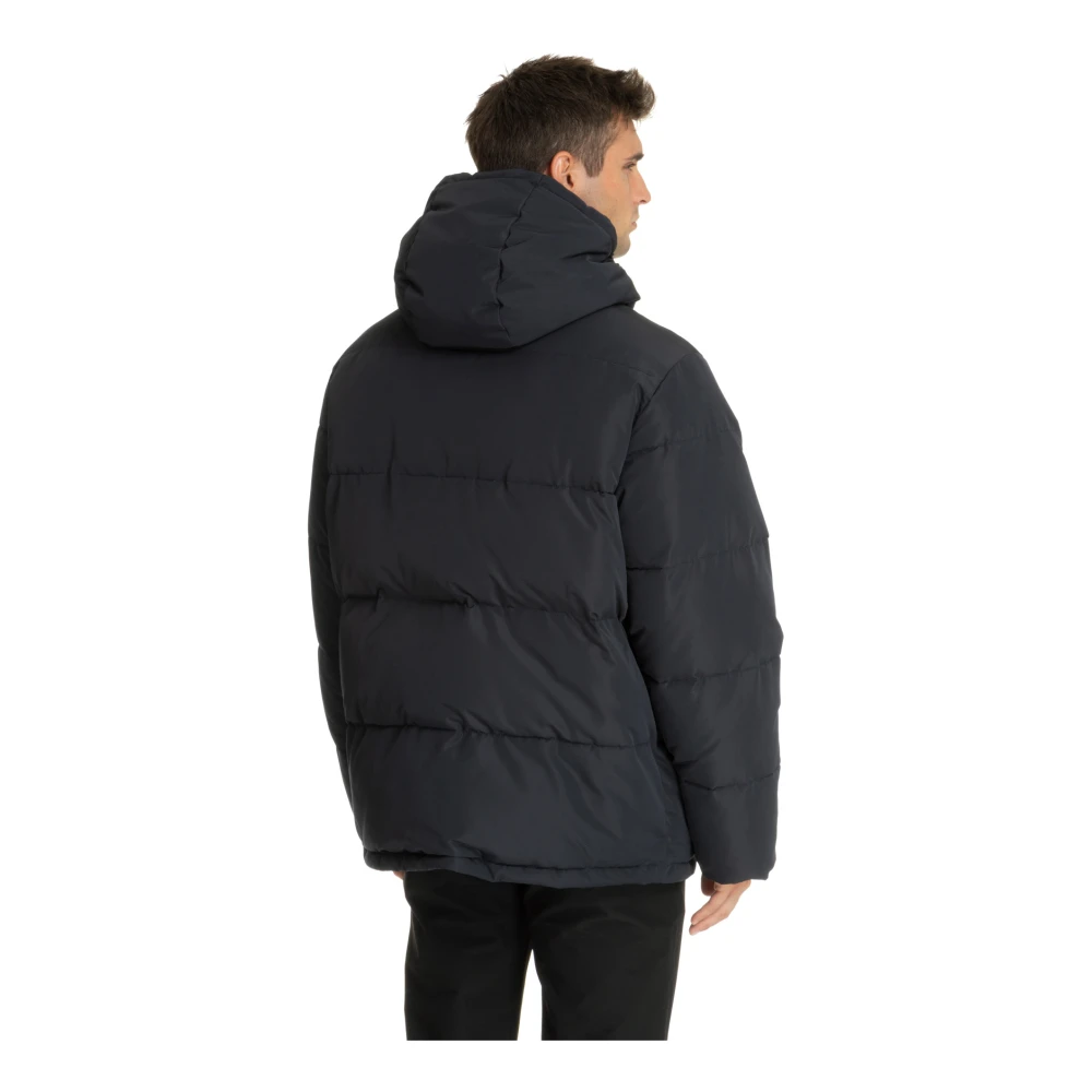 Emporio Armani EA7 Snap-Zip Plain Logo Zakken Donsjas Blue Heren
