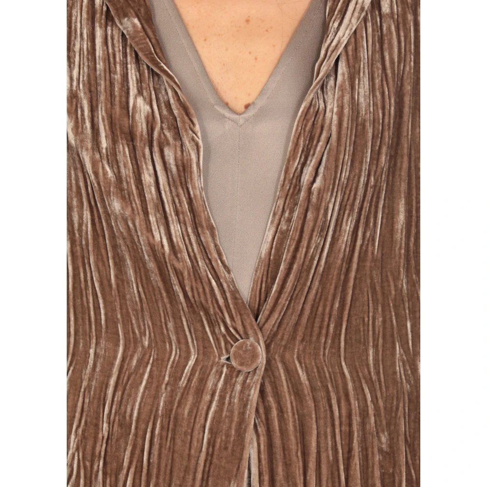 Antonelli Firenze Bruine Fluwelen Blazer Klassieke Reverskraag Brown Dames