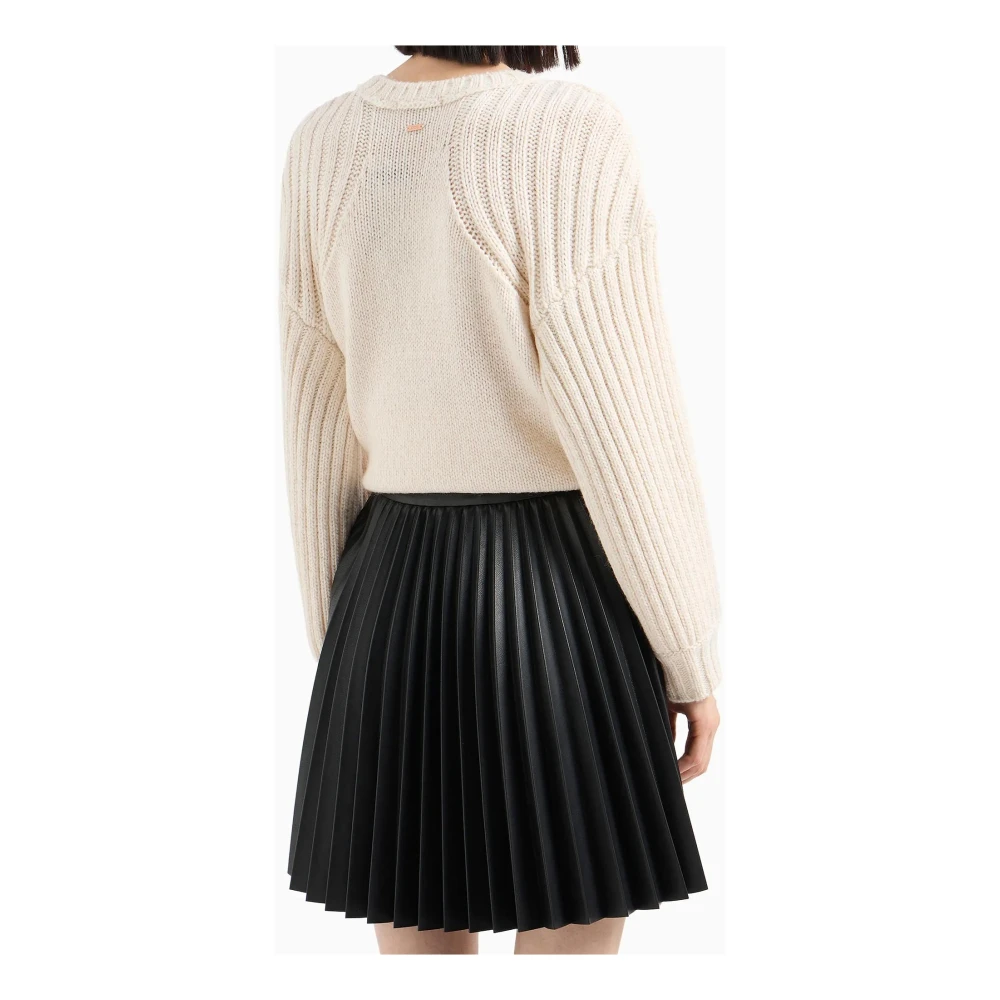 Armani Exchange Zwarte Geplooide Rok Merklogo Ritssluiting Black Dames
