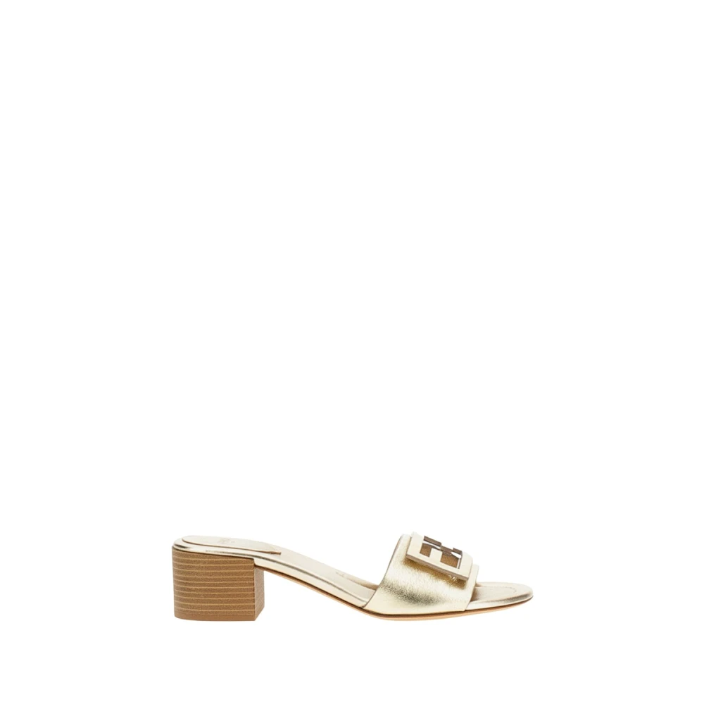 Fendi Women's Yellow Heeled Mules, 4 Uk, Baguette Medium-Heeled Slide