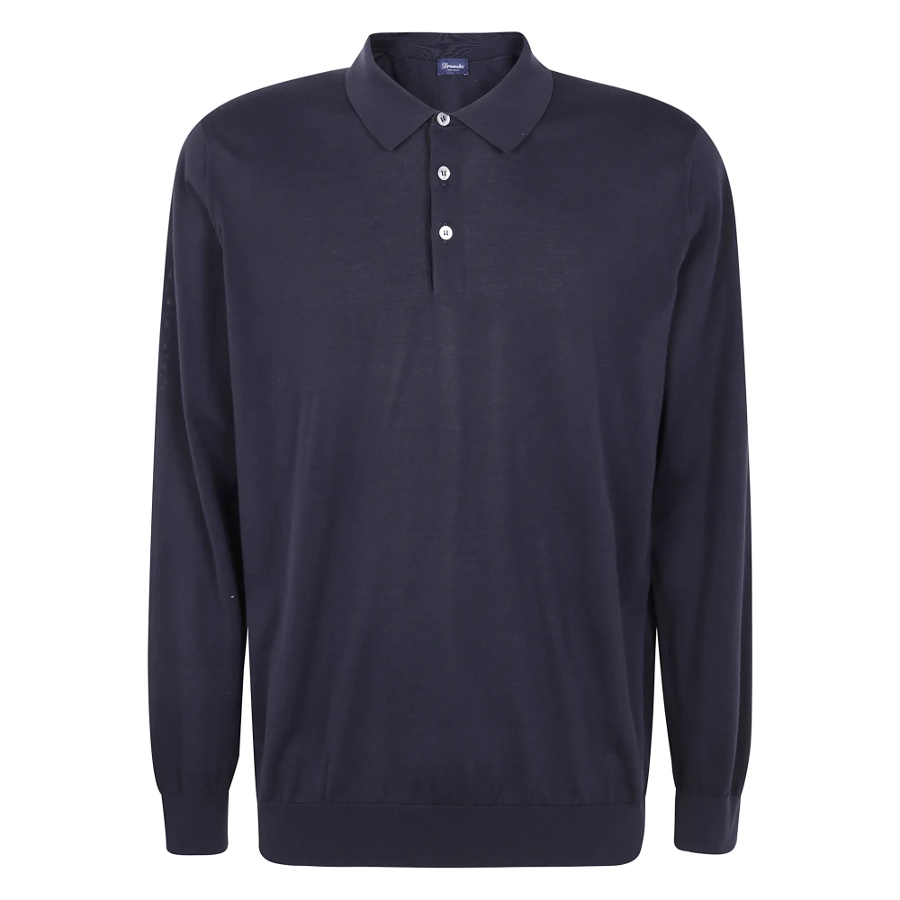 Drumohr Klassieke Polo Shirt met Lange Mouwen Blue Heren
