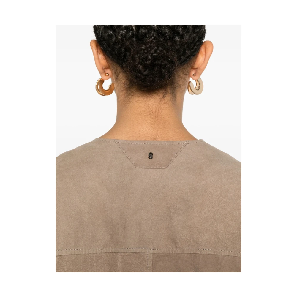 Salvatore Santoro Beige Puffball Hem Leren Buitenkleding Beige Dames