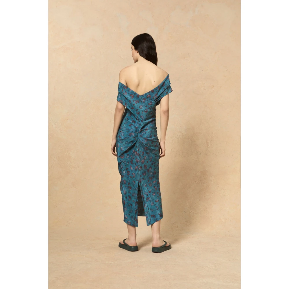 Cortana Zijden Stretch Island Print Midi Jurk Multicolor Dames