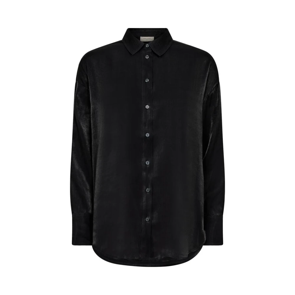Freequent Zwart Zilveren Shirt met Viscose-Polyester Mix Black Dames