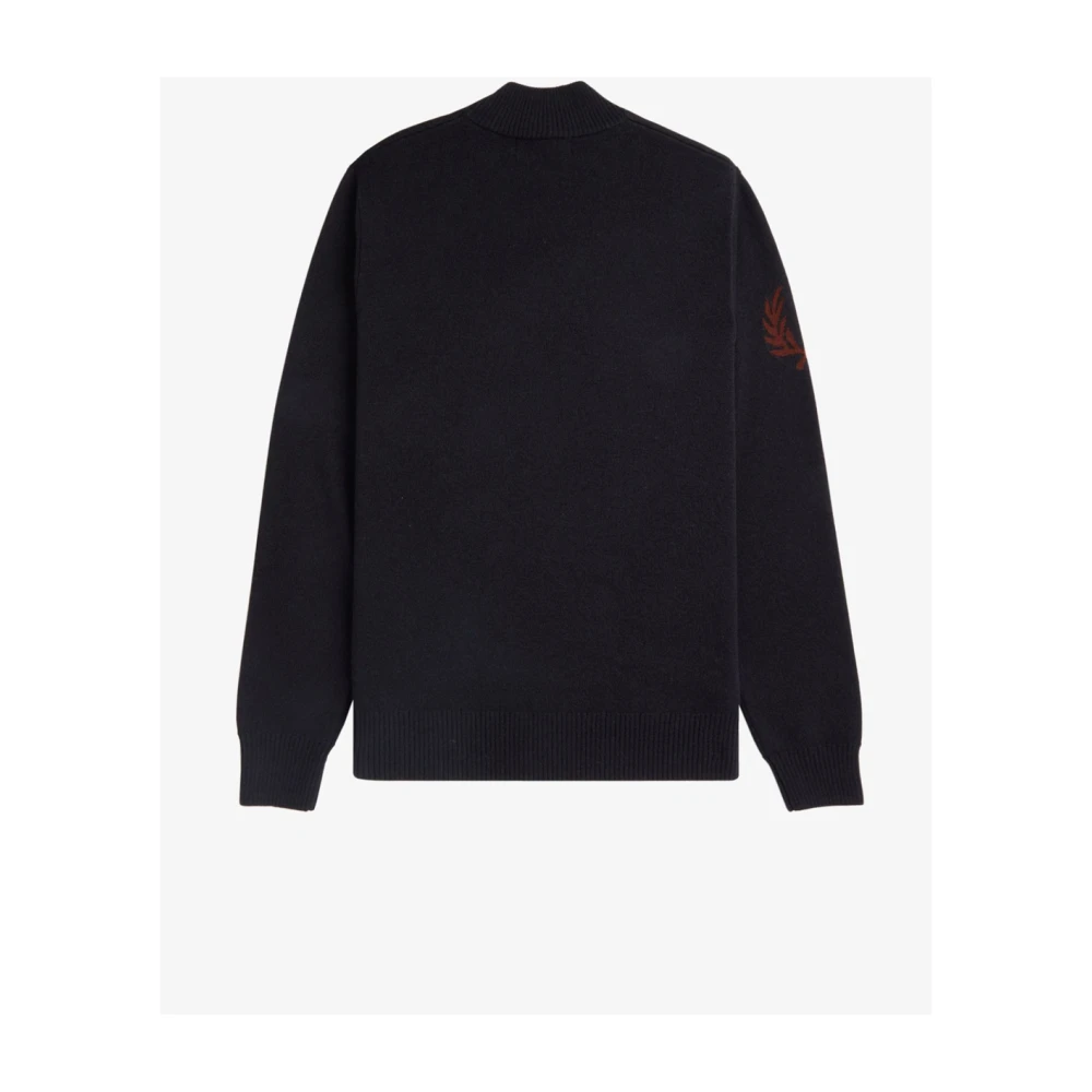 Fred Perry Zwarte Mock Neck Sweater Laurel Wreath Black Heren
