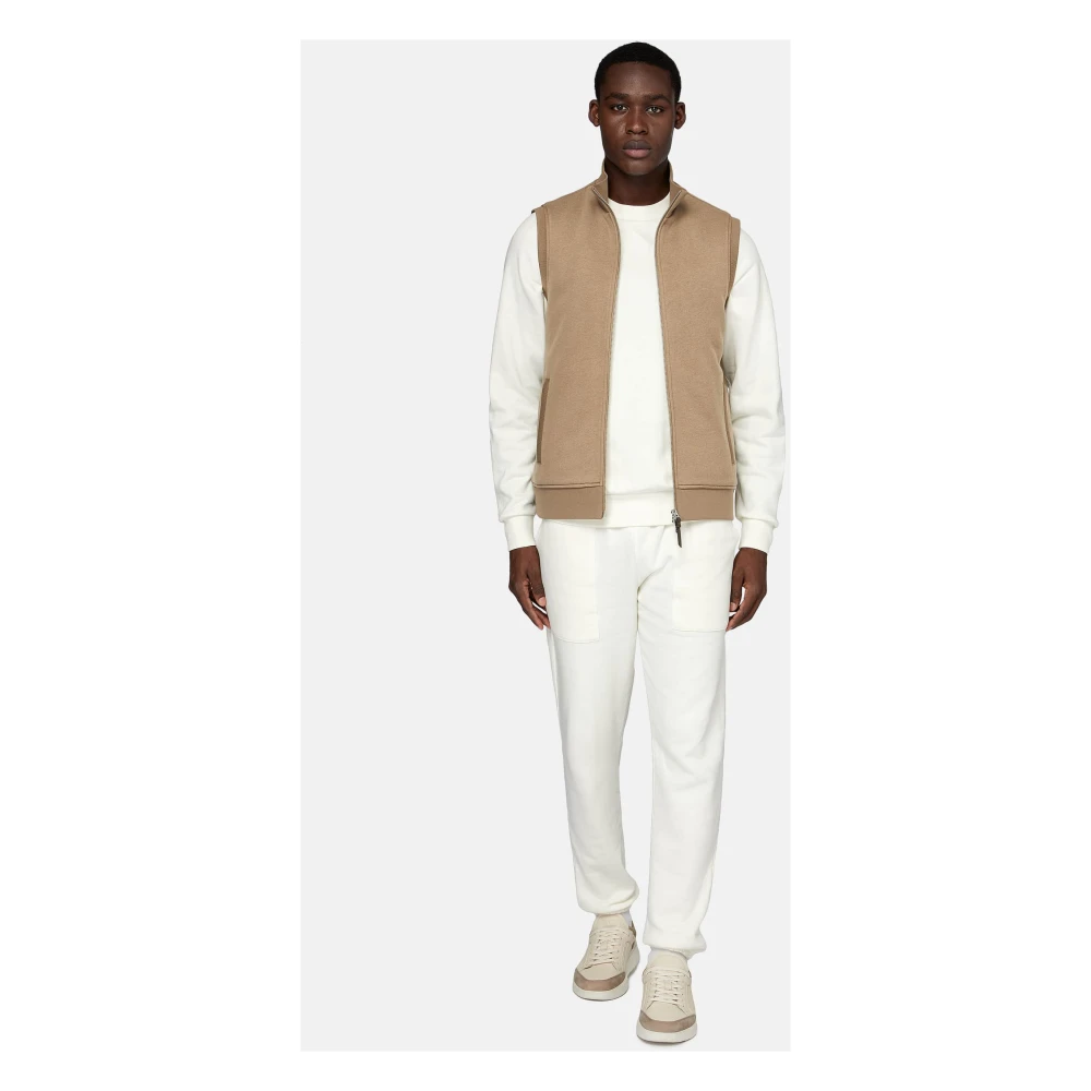 Boggi Milano Gewatteerde Mouwloze Sweatshirt van Katoen en Tencel Beige Heren