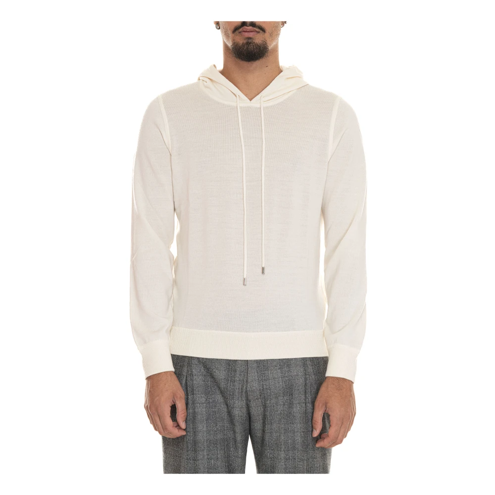 Gran Sasso Merino wollen capuchontrui White Heren