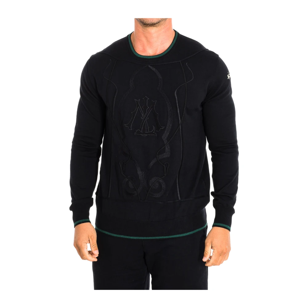 La Martina Men's Black Sweatshirts, L, Long Sleeve Jersey Sweatshirt