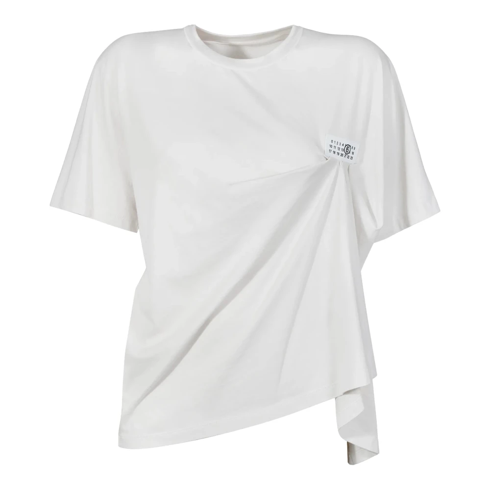 Mm6 Maison Margiela Numeric Logo Draped T-Shirt - Female - T-Shirts - White - Xs - Tops