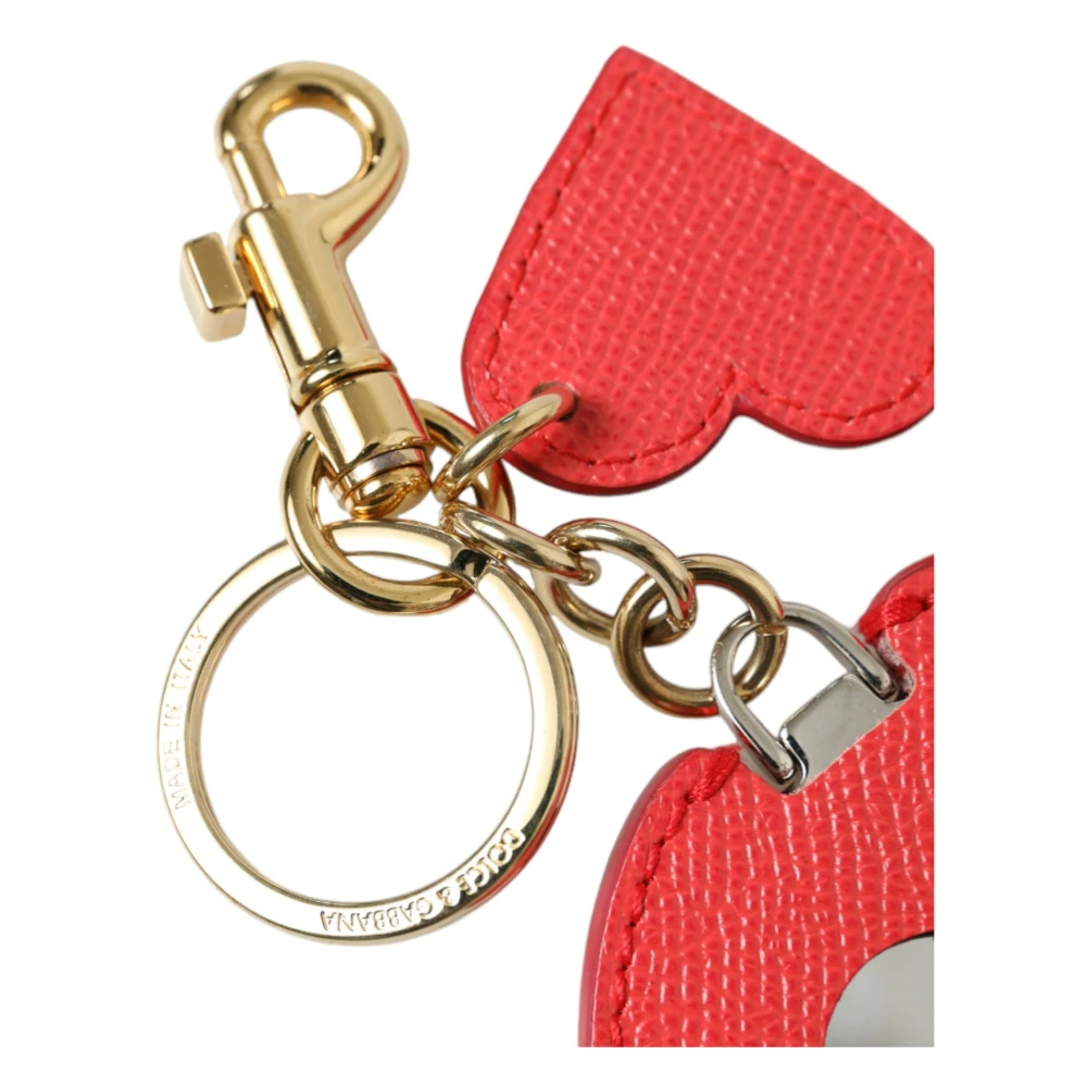 Dolce & Gabbana Elegante rode leren sleutelhanger met gouden accenten Red Dames