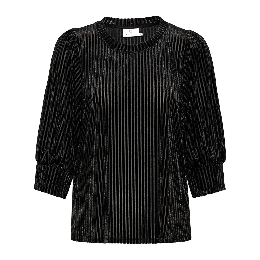 Kaffe Women's Black Blouses,, Flattering Loose-Fit Blouse With Puff Sleeves Medium