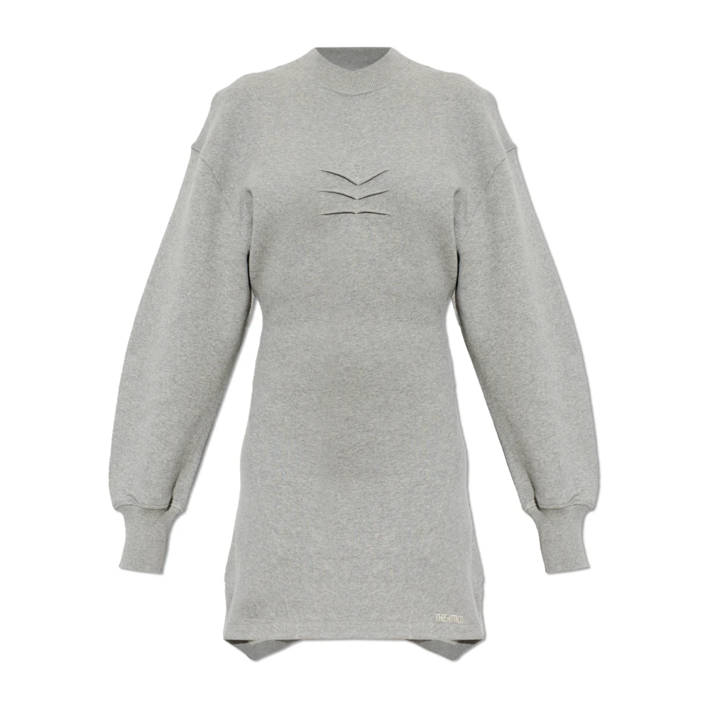 The Attico , Short Dresses, Female, Gray, M, Melange Cotton Jersey Mini Dress