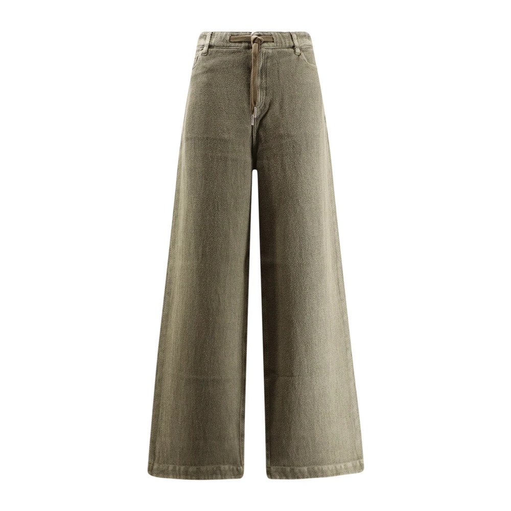 Golden Goose Women's Green Iconic Stars Wide Leg Trousers - Wide Jeans - W29 - Jeans