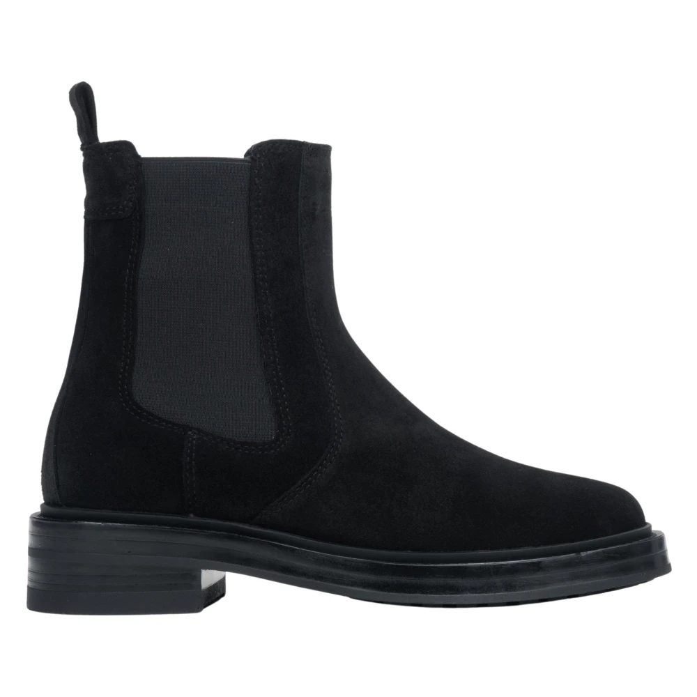 Estro Women's Black Chelsea Boots Made Of Premium Italian Genuine Velour Er00118042