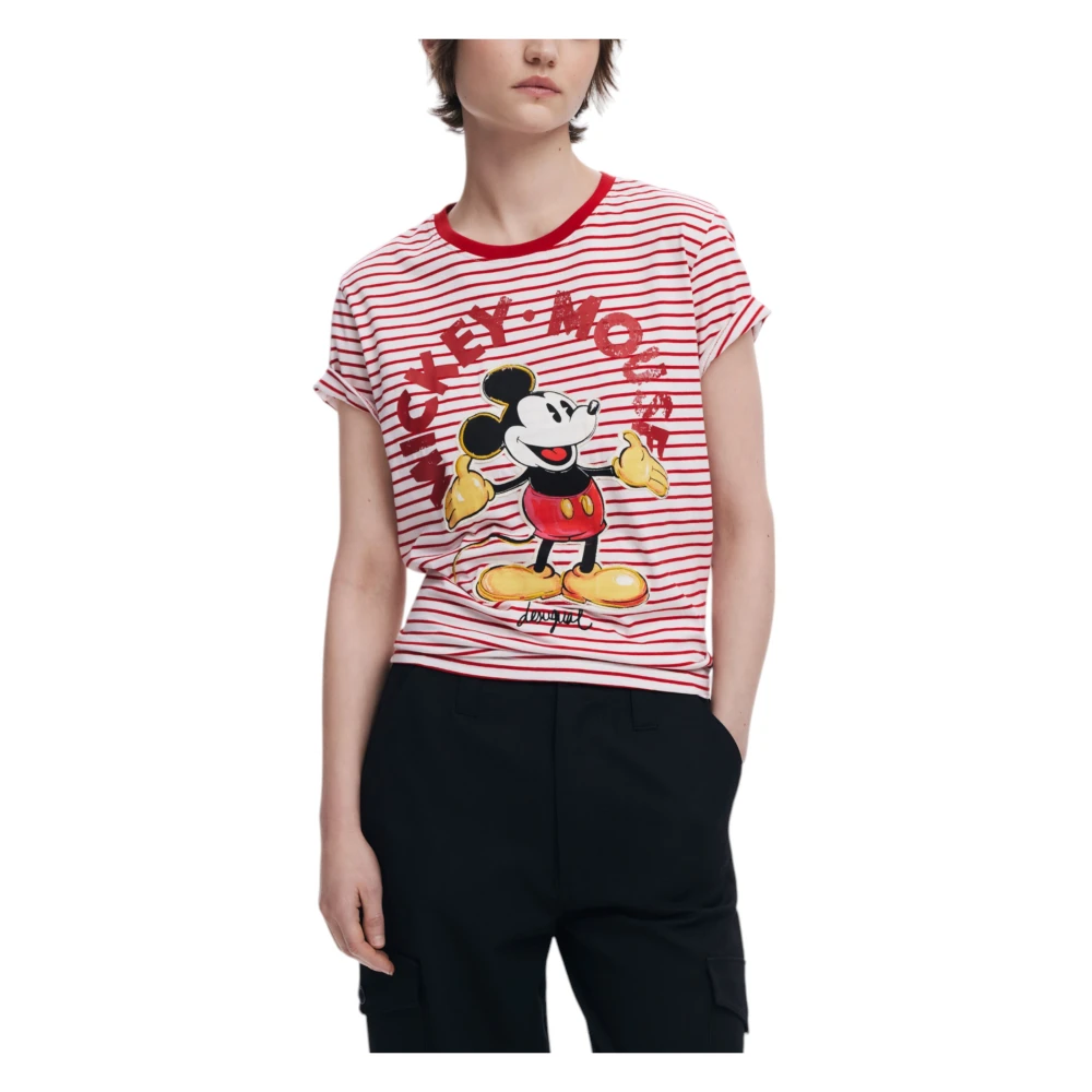 Desigual Rode Print Korte Mouw T-Shirt Red Dames