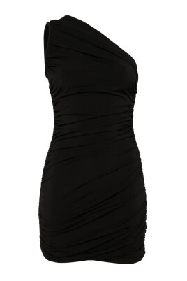 robe-une-epaule-noire-avec-fermeture-eclair-laterale