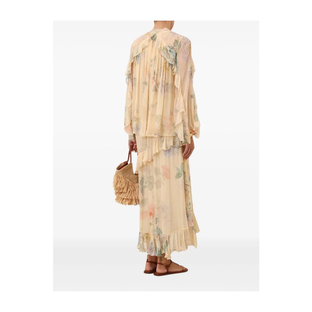 Zimmermann Gele Bloemenprint Gerimpelde Top Yellow Dames