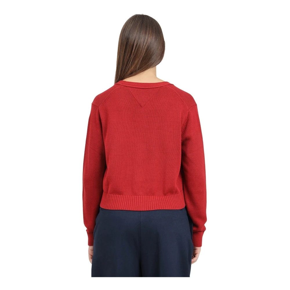 Tommy Jeans Rode Korte Vest Hedendaagse Outfit Touch Red Dames