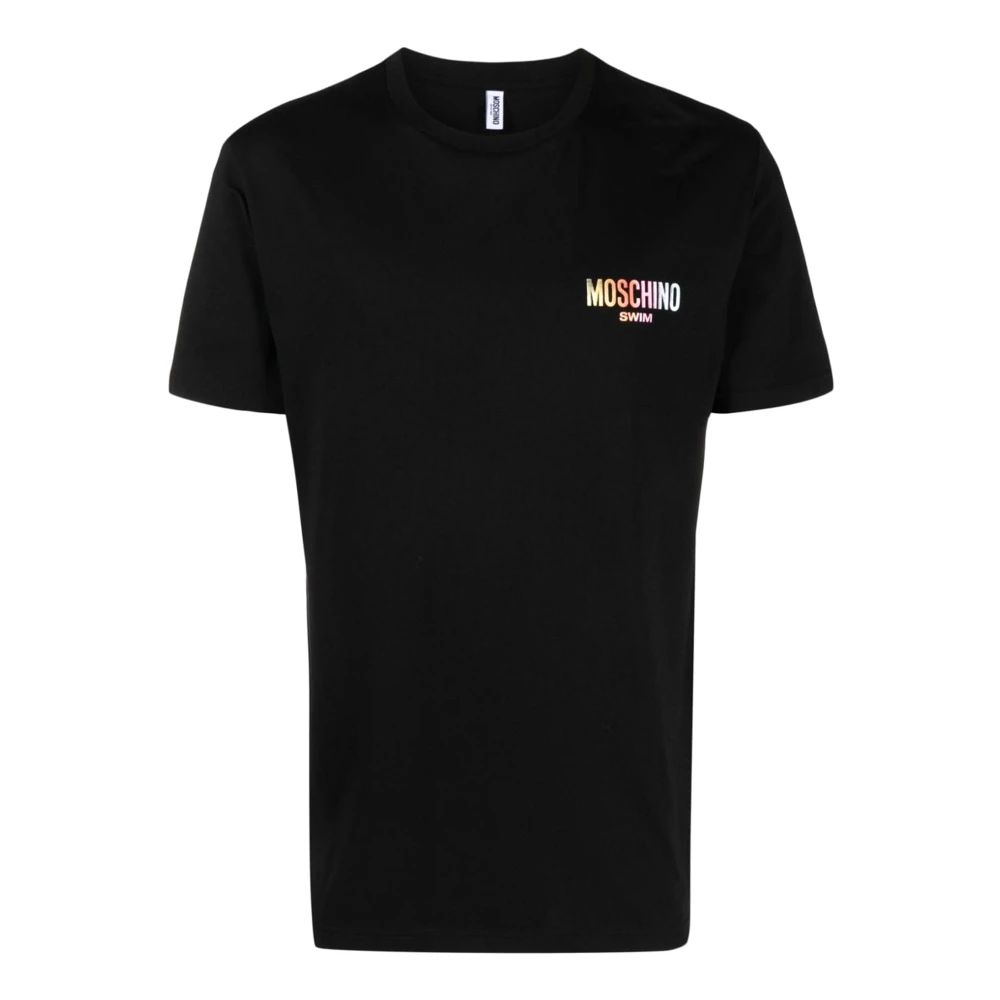 Moschino Regenboog Logo Zwart T-shirt Black Dames