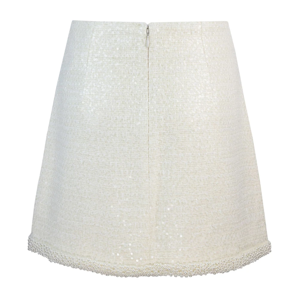 Self Portrait Witte Mini Rok met Pailletten White Dames